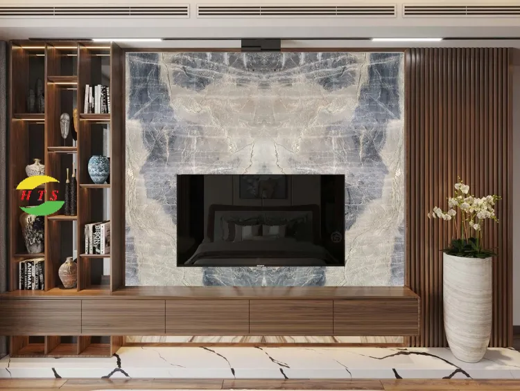 tranh đá sau ghế sofa